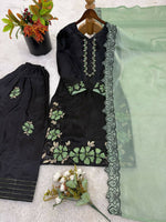 Thumbnail for Teeya Creation Women'S Fancy Stylish Heavy Embroidery Sequence Work With Rivet Moti Work Kurta Set - Dista