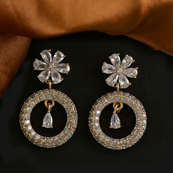 Joban Fashion Women Brass Golden White Ad Earrings - Distacart