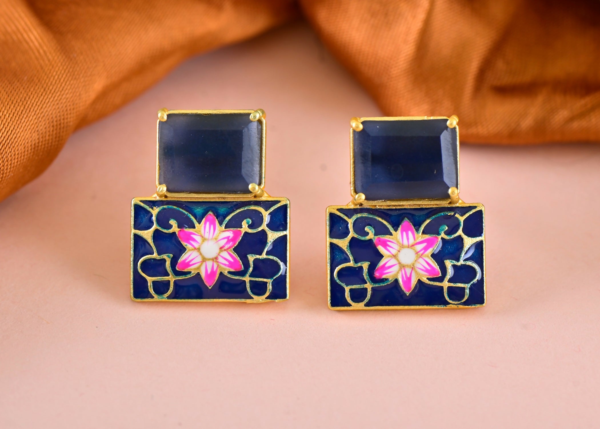 Joban Fashion Women Brass Blue Onyx Earrings - Distacart