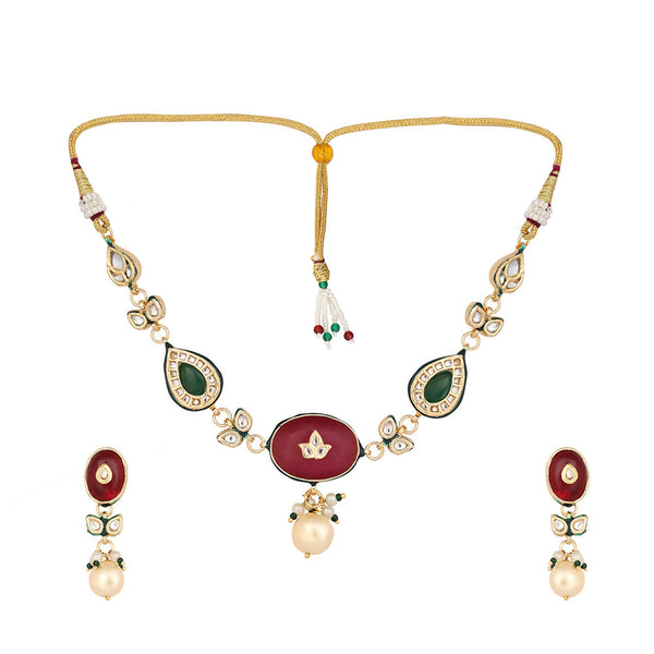 Nuyug 22K Gold Plated Radiant Sage Stone Kundan Necklace