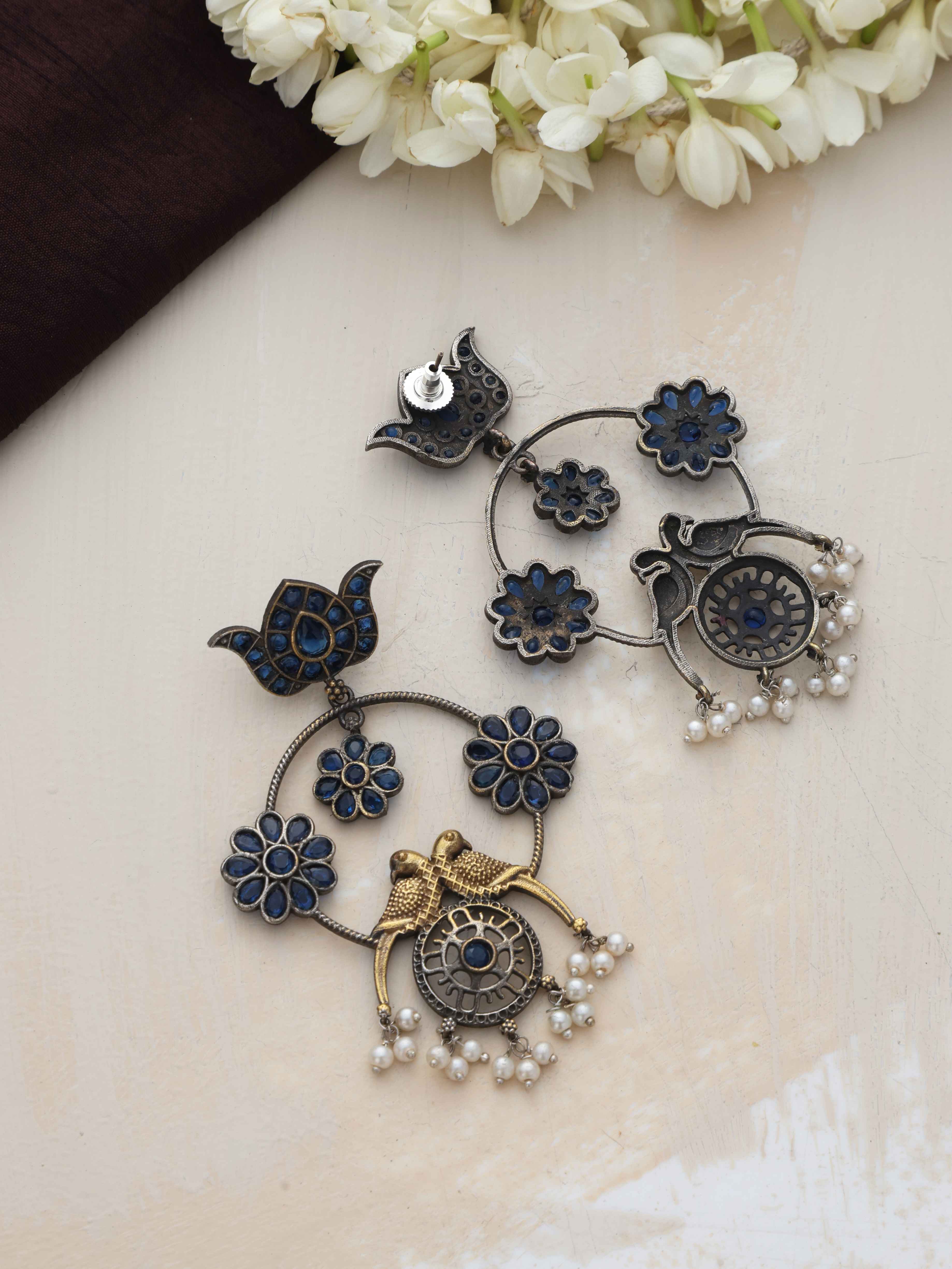trueBrowns Silver Tone Chandbali Earrings - Distacart