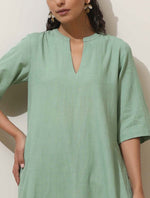 Thumbnail for trueBrowns Mint Green Cotton Linen Kurta Pant Set