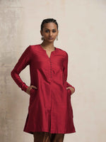 Thumbnail for trueBrowns Red Silk Kurta Co-ord Set