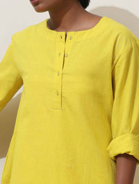 Thumbnail for trueBrowns Lime Cotton Linen Kurta Co-Ord Set