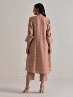 Thumbnail for trueBrowns Beige Foil Puff Sleeve Kurta Set - Distacart