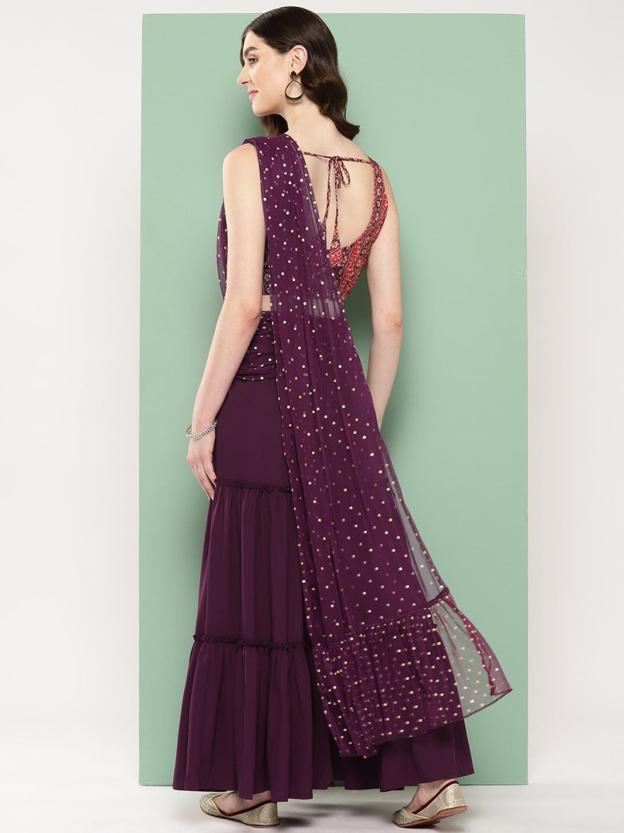 Ahalyaa Printed Ethnic Co-Ords with Draped Dupatta - Distacart