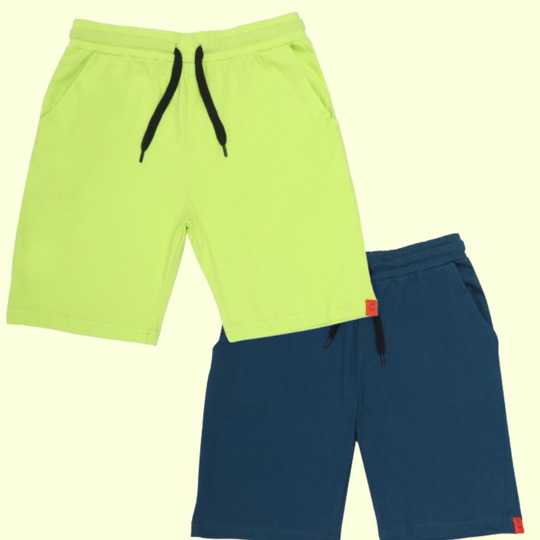 Chilins Kids Cotton Shorts Green & Blue - Distacart