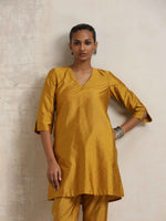 Thumbnail for trueBrowns Gold Silk Kurta Co-ord Set