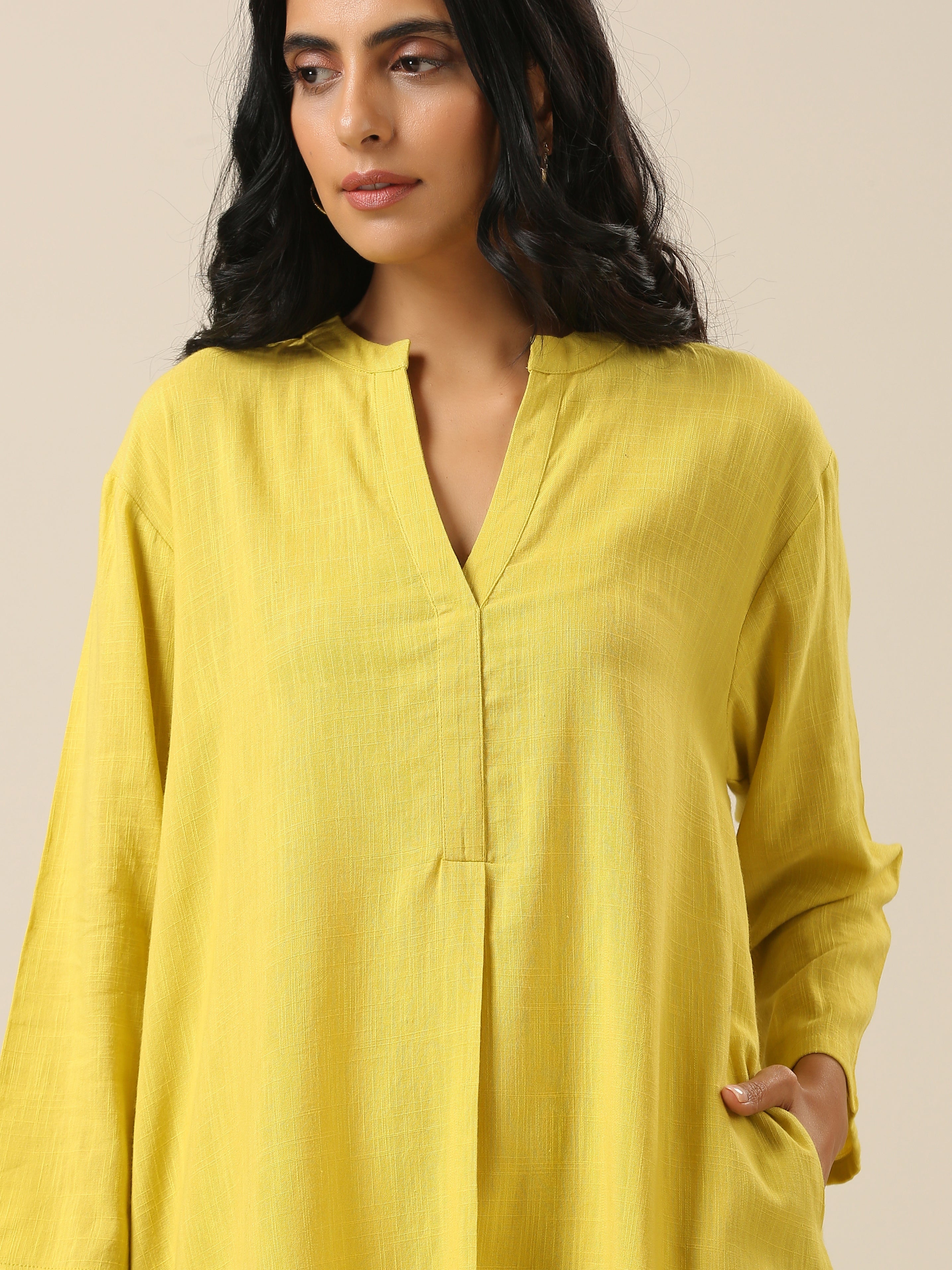 trueBrowns Lime Slub Texture Relax Fit Co-Ord Set - Distacart