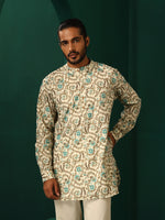 Thumbnail for trueBrowns Men's Teal Floral Cotton Printed Co-ord Set - Distacart