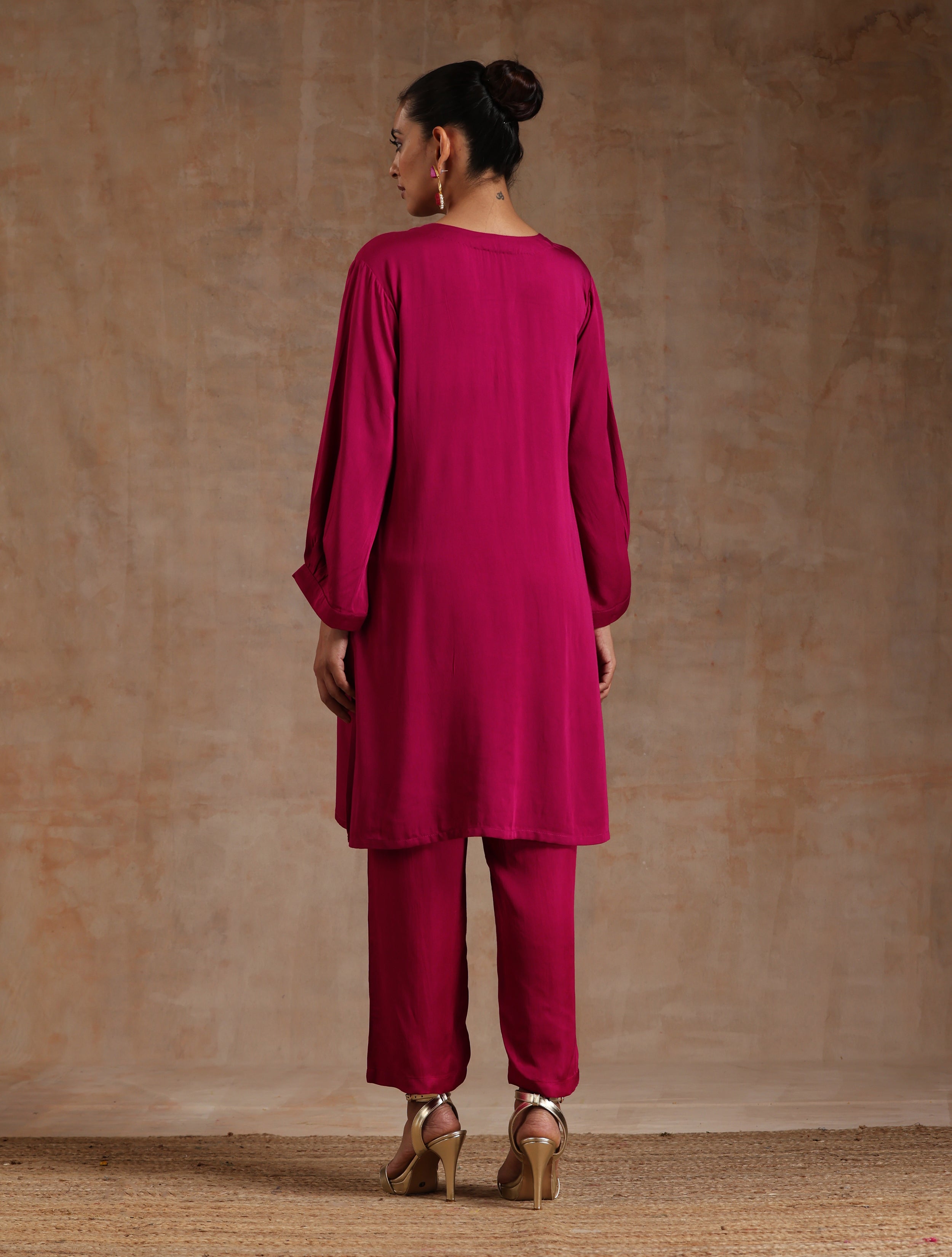 trueBrowns Pink Modal Satin Relax Co-ord Set - Distacart