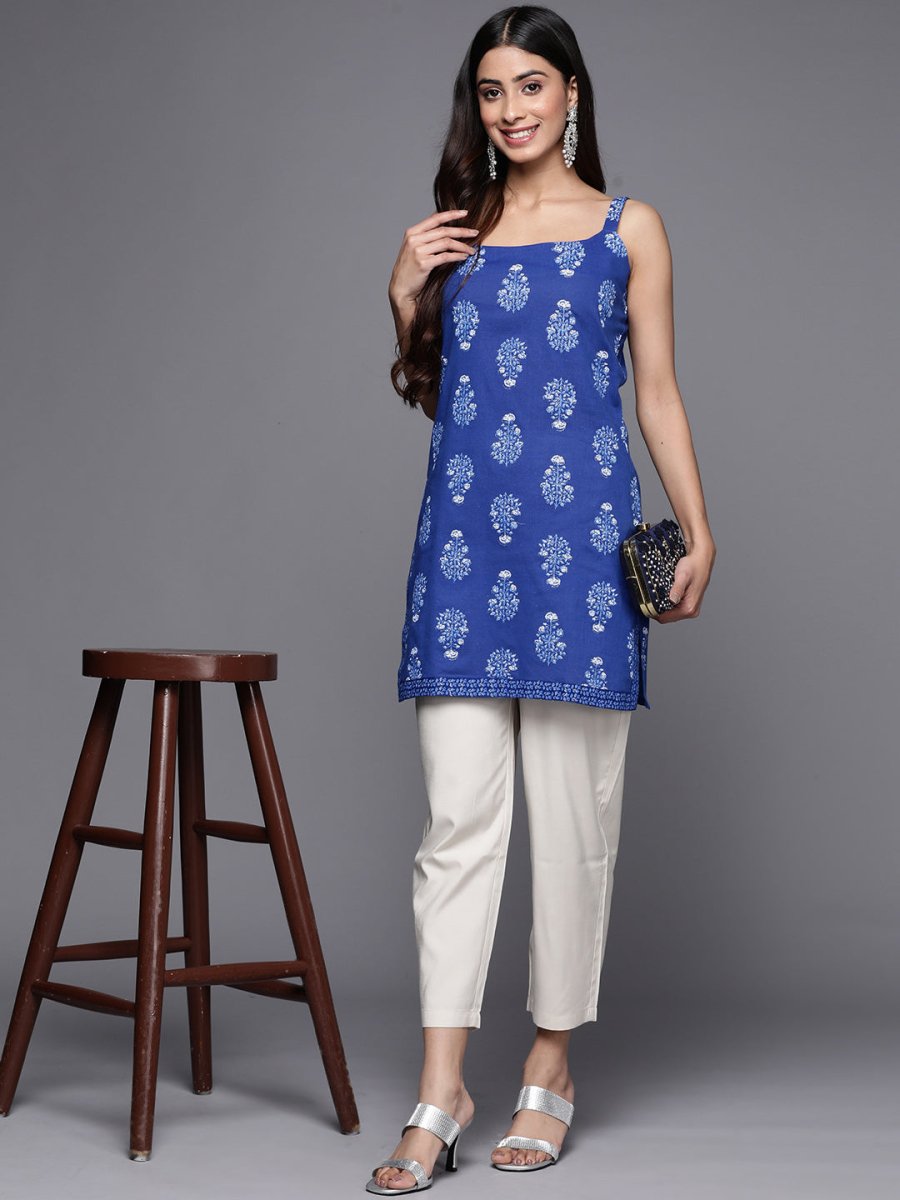 Ahalyaa Floral Printed Pure Cotton Tunic - Distacart
