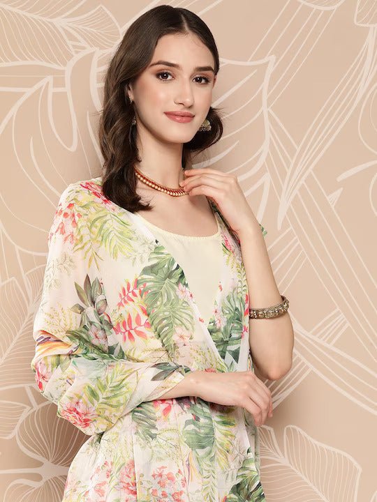 Ahalyaa Floral Printed Poly Chiffon Saree - Distacart
