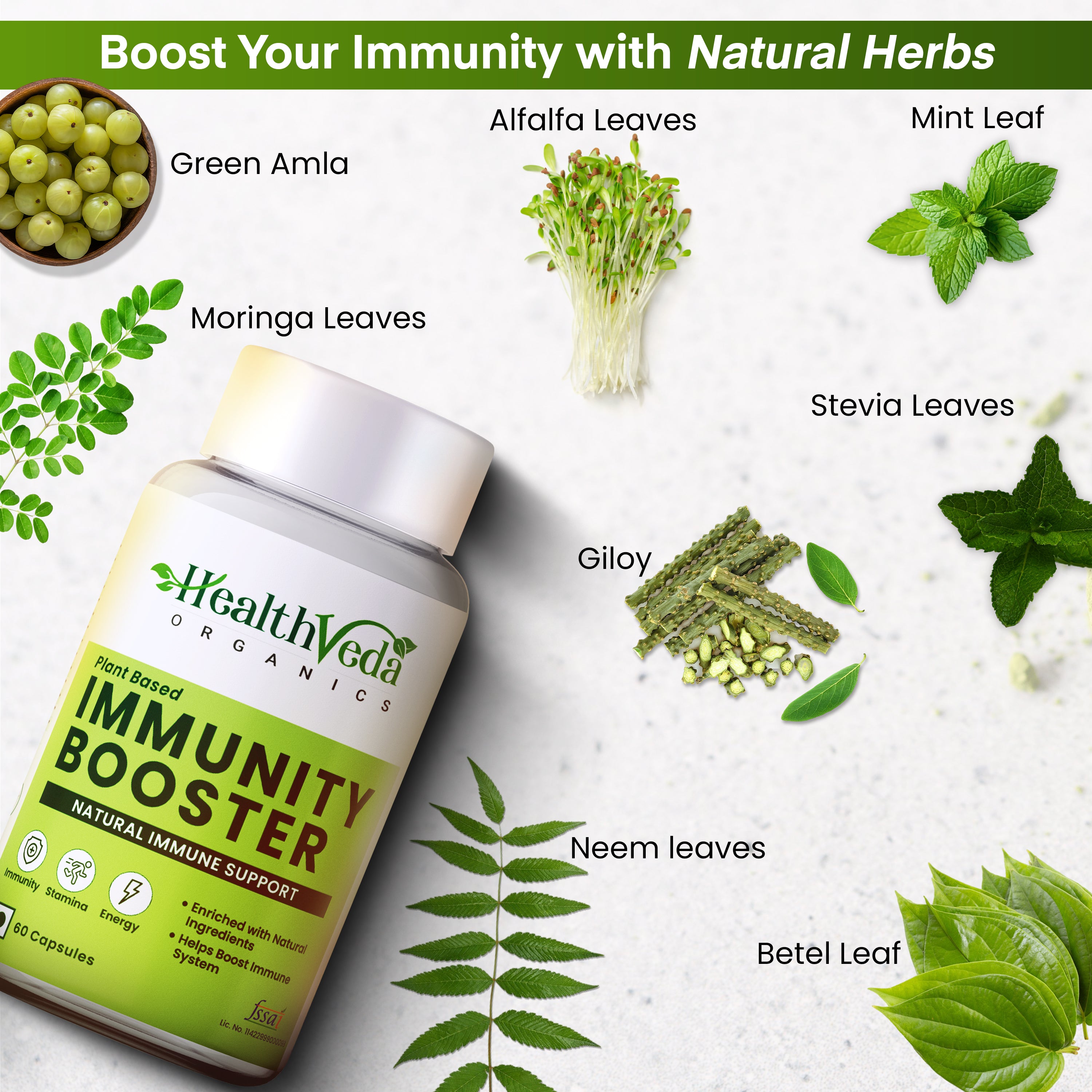 Health Veda Organics Natural Immunity Booster Capsules - Distacart