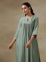 Thumbnail for trueBrowns Light Green Bandhani Printed Silk Yoke Kurta Pant Set - Distacart