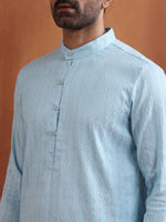 Thumbnail for trueBrowns Men's Blue Sequin Chanderi Kurta
