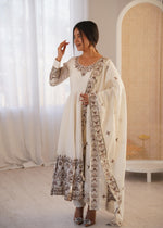 Thumbnail for Anaita Black Silk Readymade Anarkali Suit with Embroidery & Sequence Work - Dista
