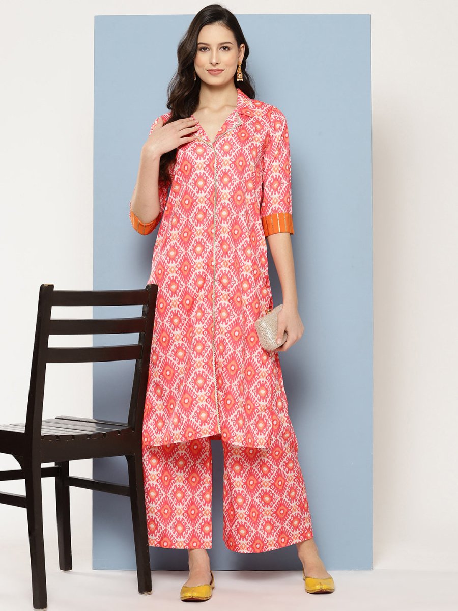 Ahalyaa Women Ethnic Motifs Printed Regular Gotta Patti Kurta with Palazzos - Distacart