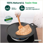 Thumbnail for The Indus Valley Super Smooth Cast Iron Tawa,Pre-seasoned, Nonstick, 100% Pure, Toxin-free, Spatula, 26.7cm/30.2cm