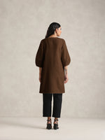Thumbnail for trueBrowns Brown Cotton Blend Short Kurta