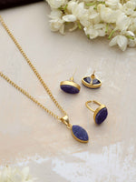 Thumbnail for trueBrowns Gold Tone Blue Stone Pendant Set - Distacart