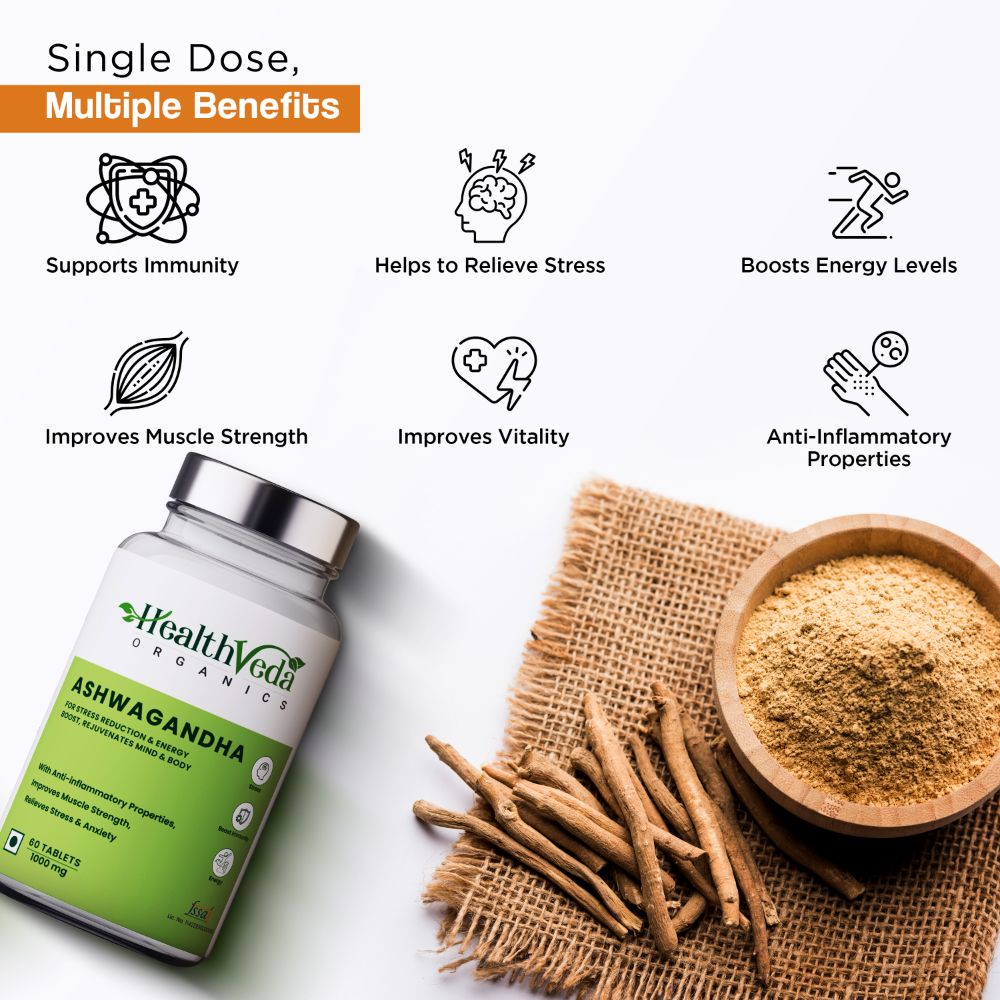 Health Veda Organics Ashwagandha Tablets - Distacart