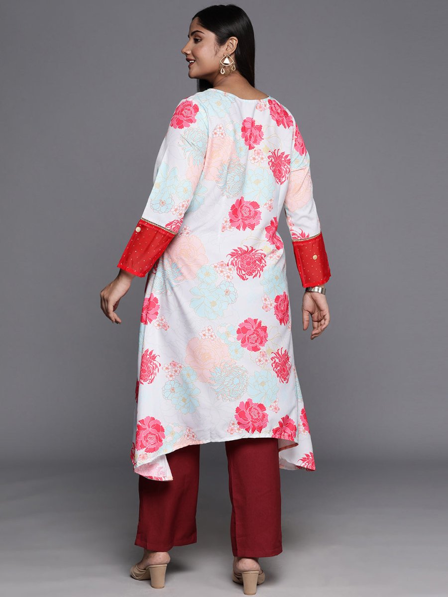Ahalyaa Plus Size Floral Printed Floral Crepe Kurta - Distacart