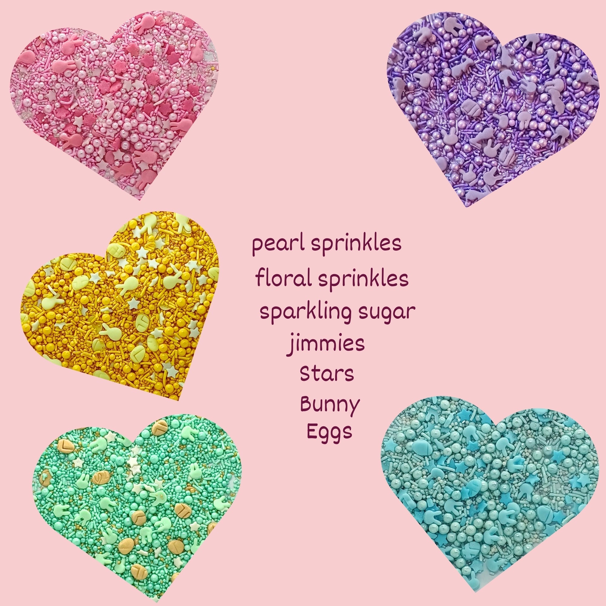confect easter sprinkles edible mix parrot green pink sky blue and yellow pearls stars pack of 5 100gms