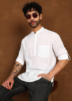 Thumbnail for Fabmade Minimal Loom Linen Kurta - Distacart