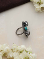 Thumbnail for trueBrowns Silver Tone Abstract Oval Ring - Distacart