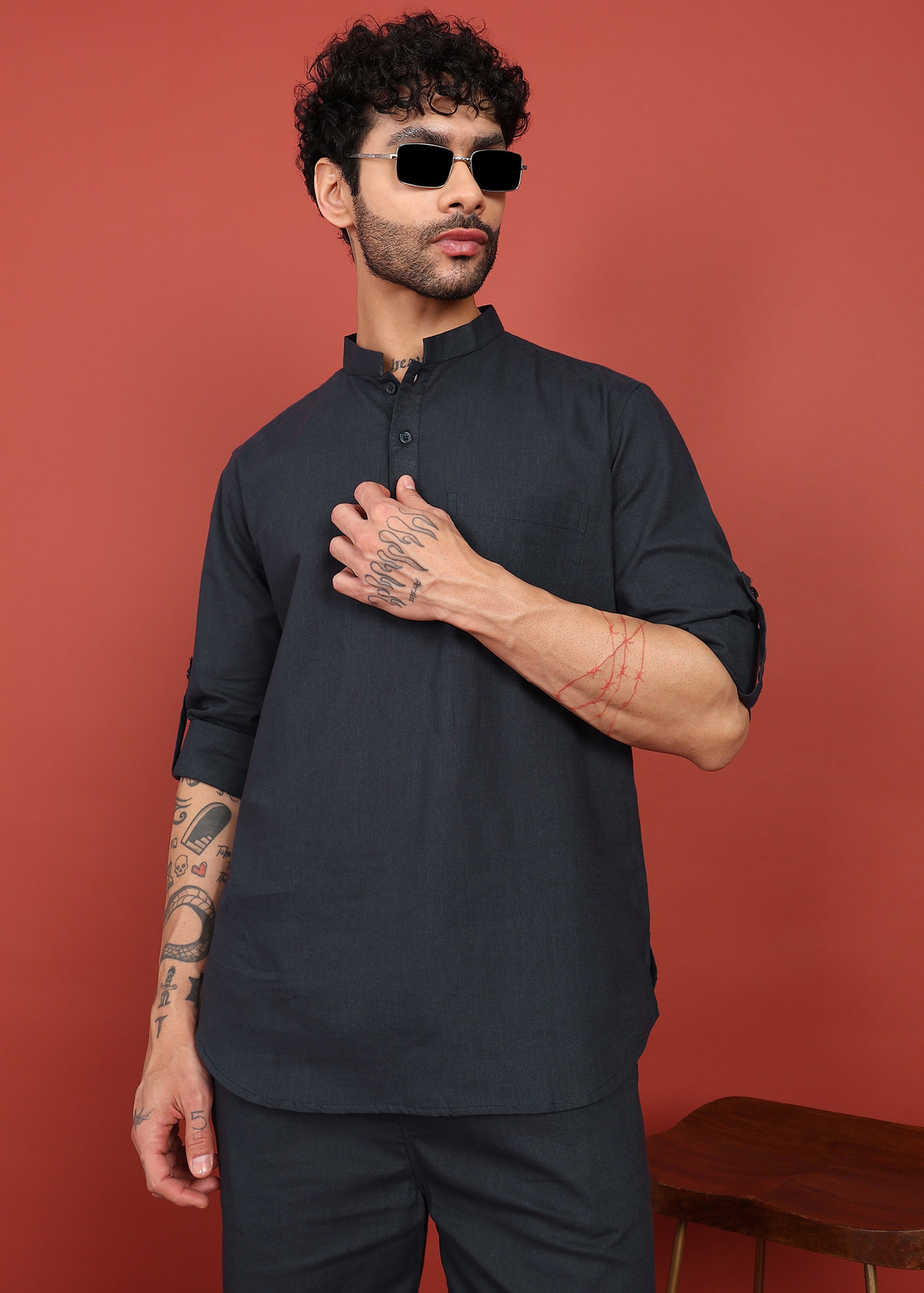 Fabmade Onyx Noir Short Kurta Co-Ord Set - Distacart