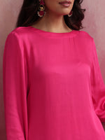 Thumbnail for trueBrowns Pink Modal Round Neck Kurta Co-ord Set