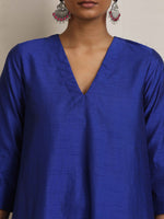 Thumbnail for trueBrowns Blue Silk Kurta Set - Distacart