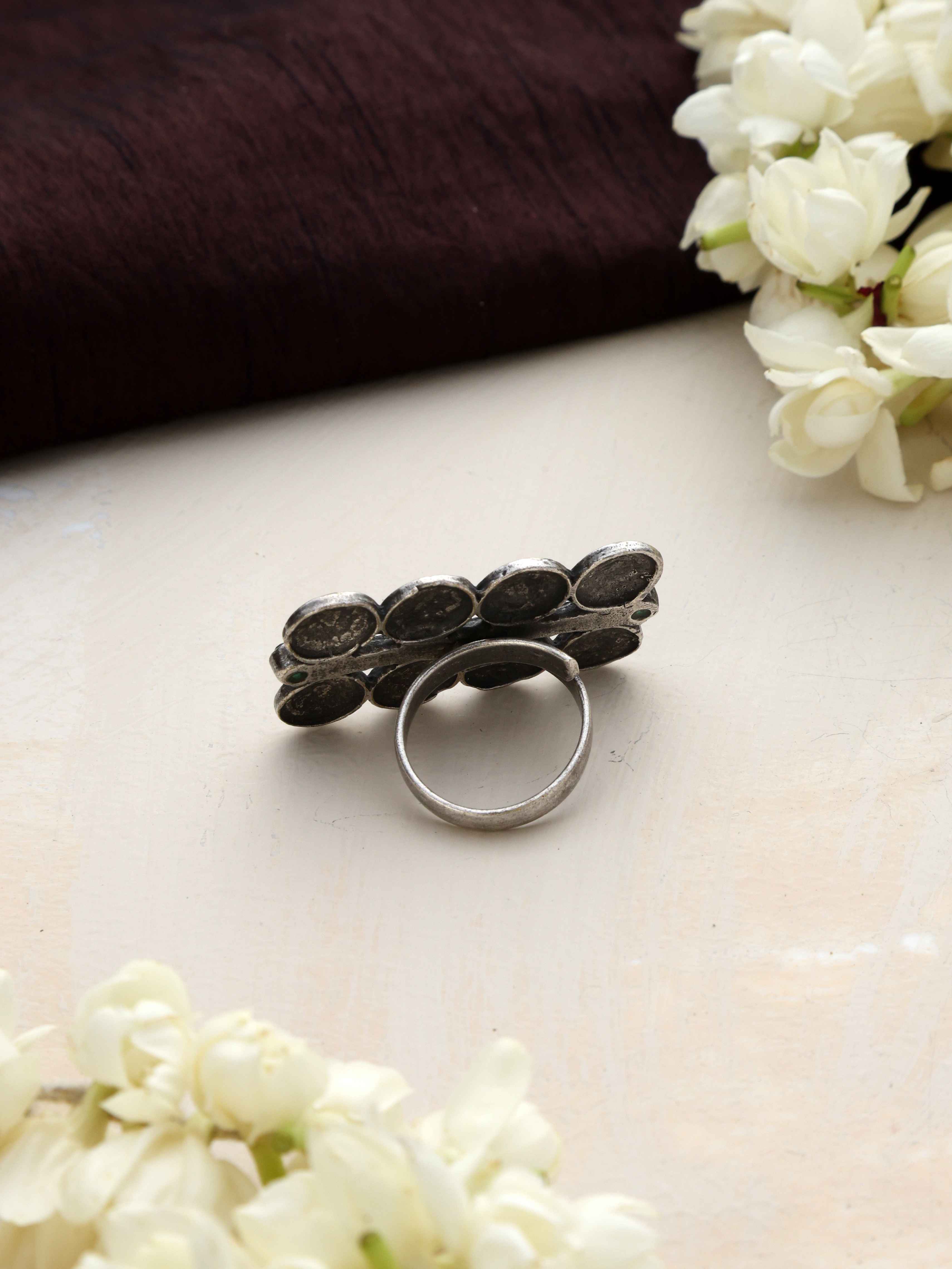 trueBrowns Silver Tone Abstract Sign Ring - Distacart