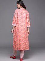 Thumbnail for Varanga Women Kurta With Button Down Paired With Vertical Strip Printed Pant
