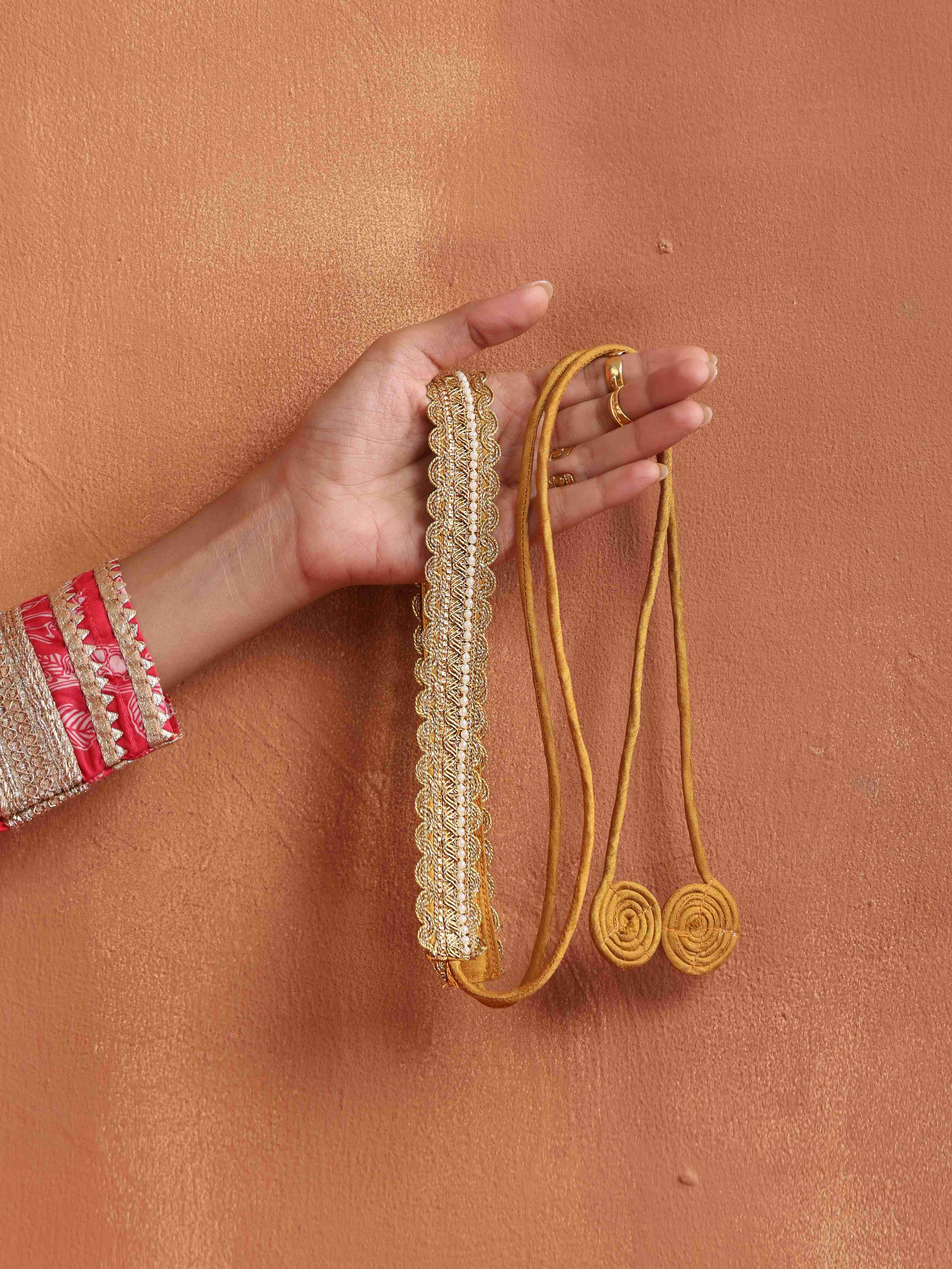 trueBrowns Gold Embellished Belt - Distacart