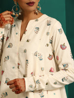 Thumbnail for trueBrowns Ivory Multi Color Floral Cotton Flared Co-ord Set - Distacart