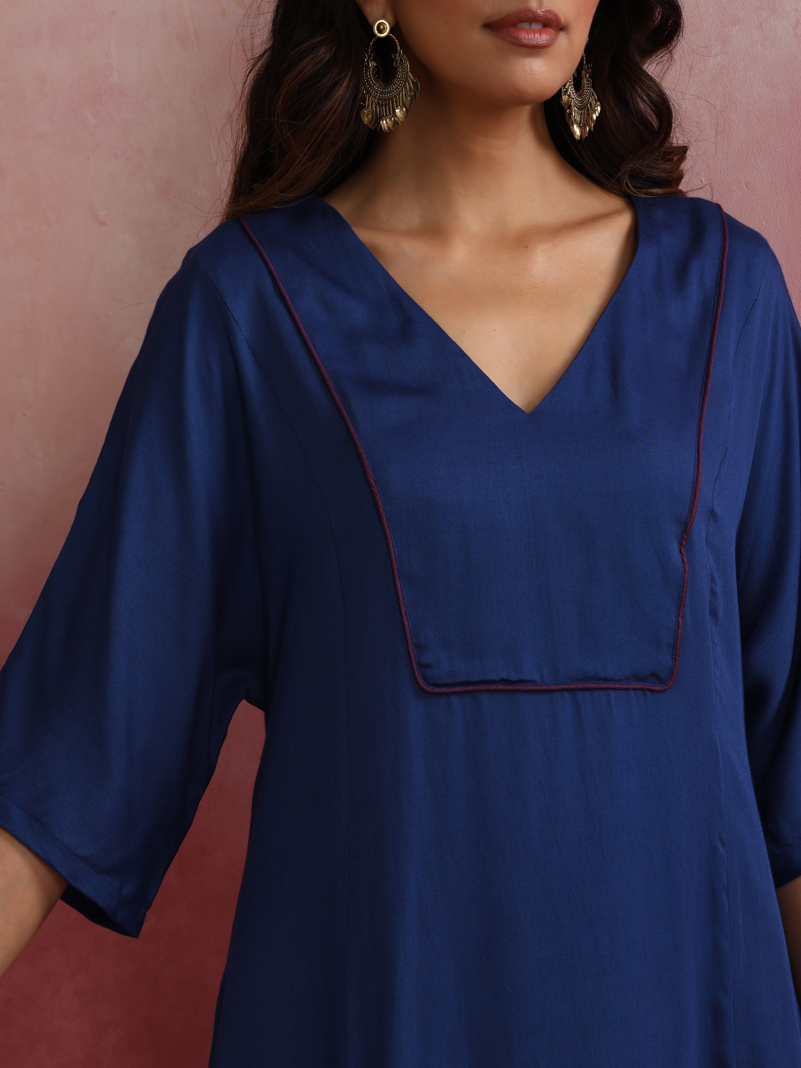 trueBrowns Blue Modal Kimono sleeve Kurta set - Distacart