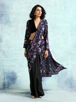 Thumbnail for trueBrowns Black Printed Sleeve Velvet Blouse - Distacart