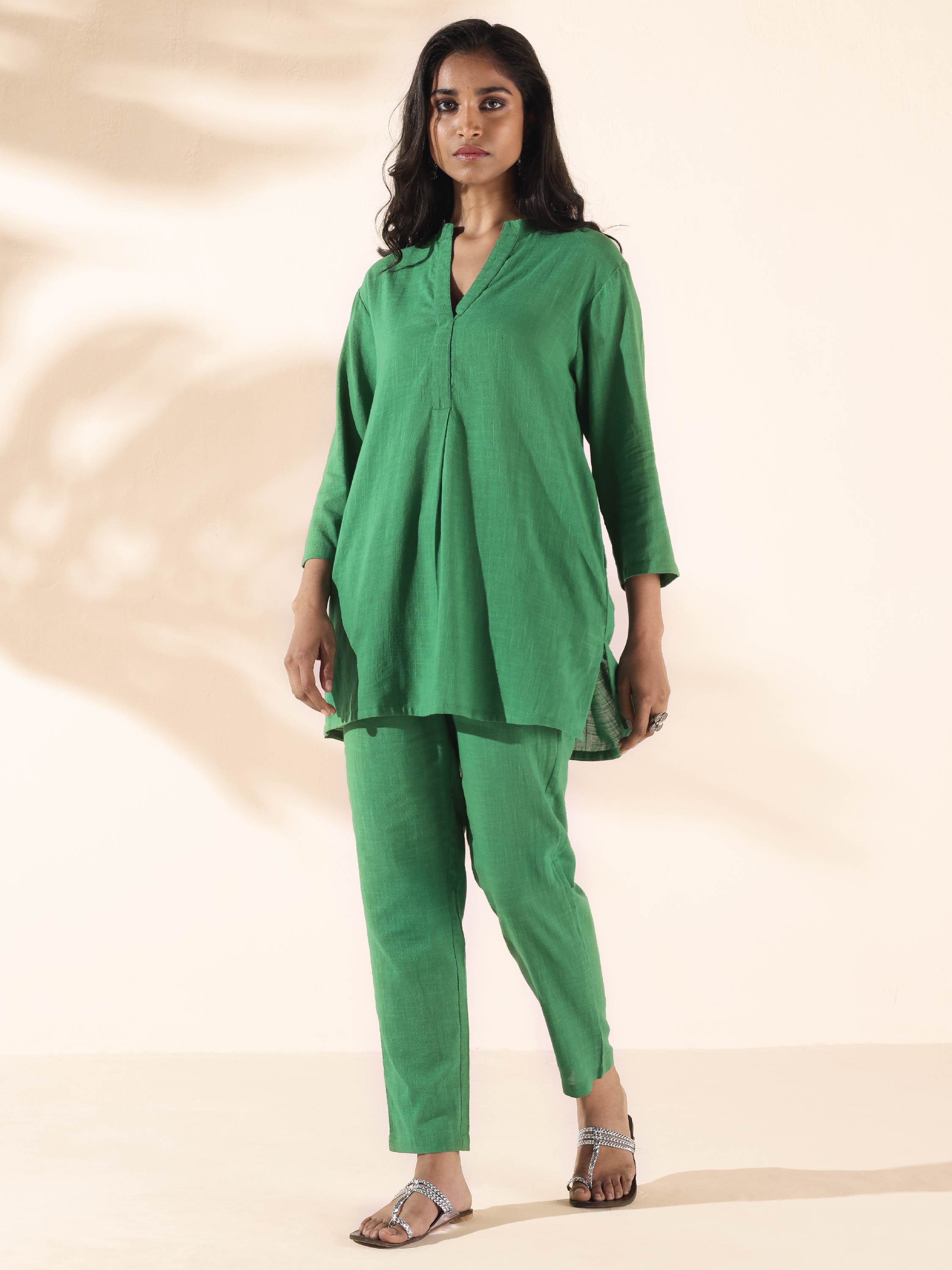trueBrowns Green Cotton Relaxed Co-ord Set - Distacart