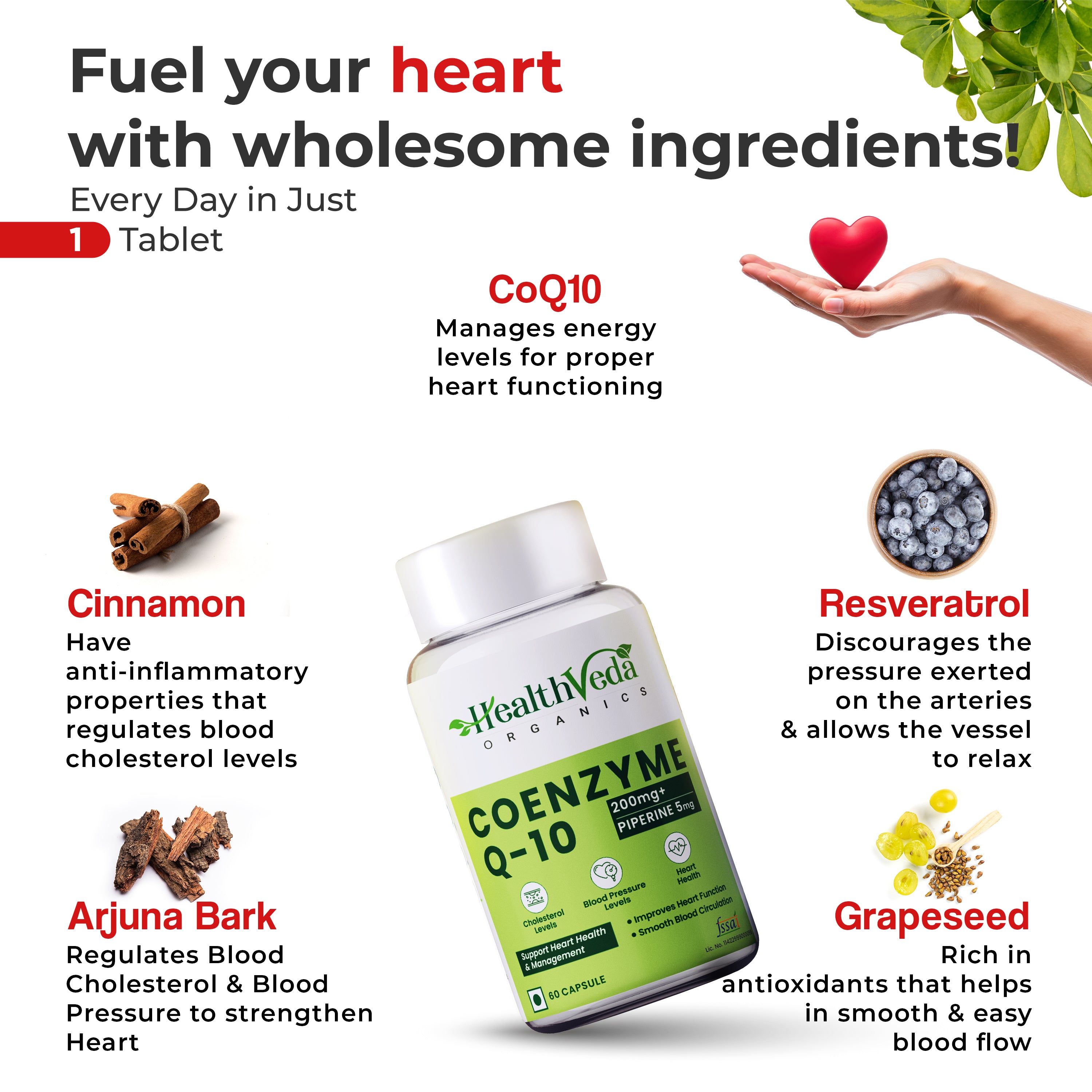 Health Veda Organics Coenzyme (Coq10) Capsules - Distacart