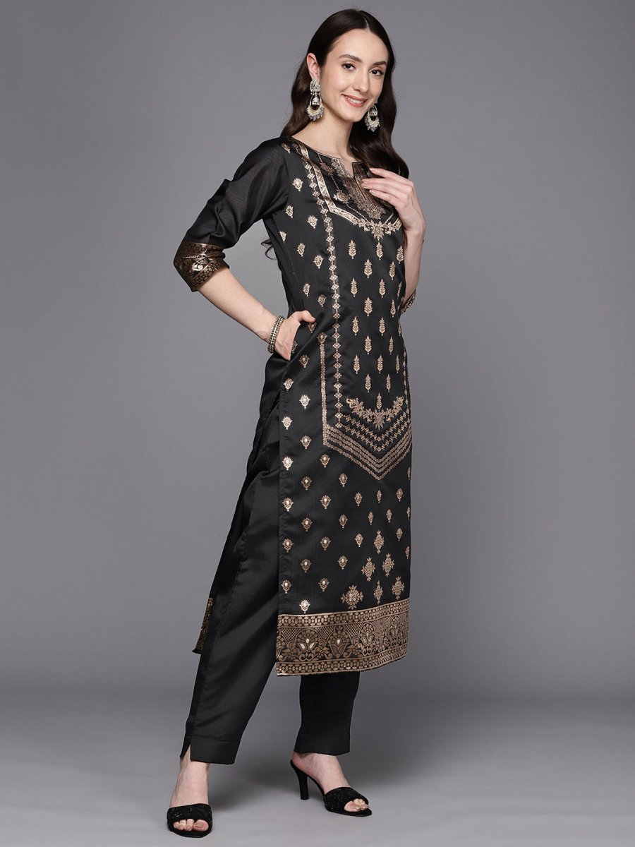 Ahalyaa Unstitched Black Dress Material - Distacart