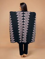 Thumbnail for trueBrowns Black Woollen Pink Jacquard Kaftan Cape