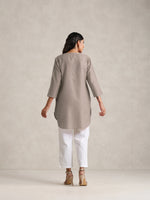 Thumbnail for trueBrowns Light Grey Cotton Blend Short Kurta