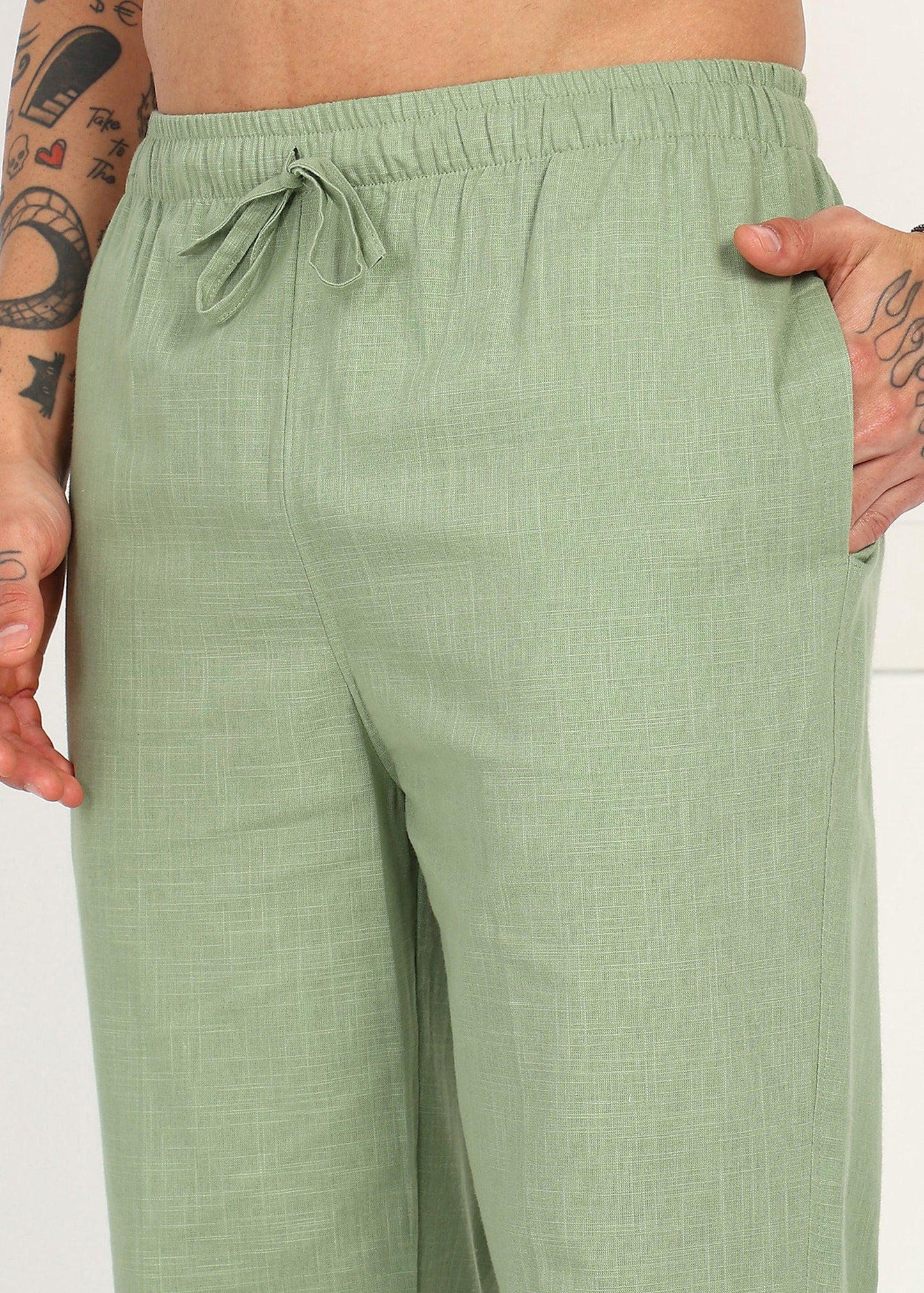 Fabmade Sage Linen Relaxed Trousers - Distacart