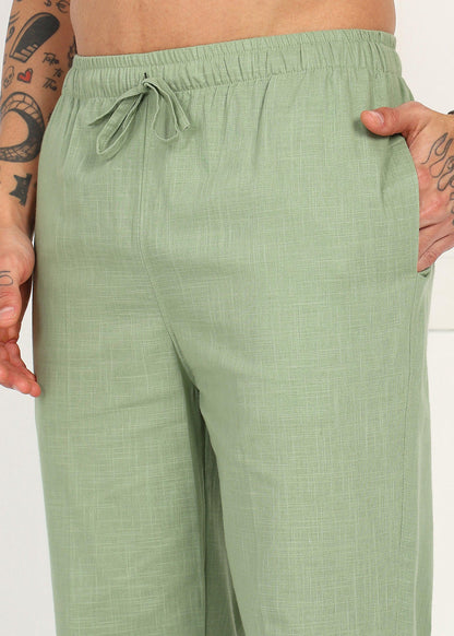 Fabmade Sage Linen Relaxed Trousers - Distacart