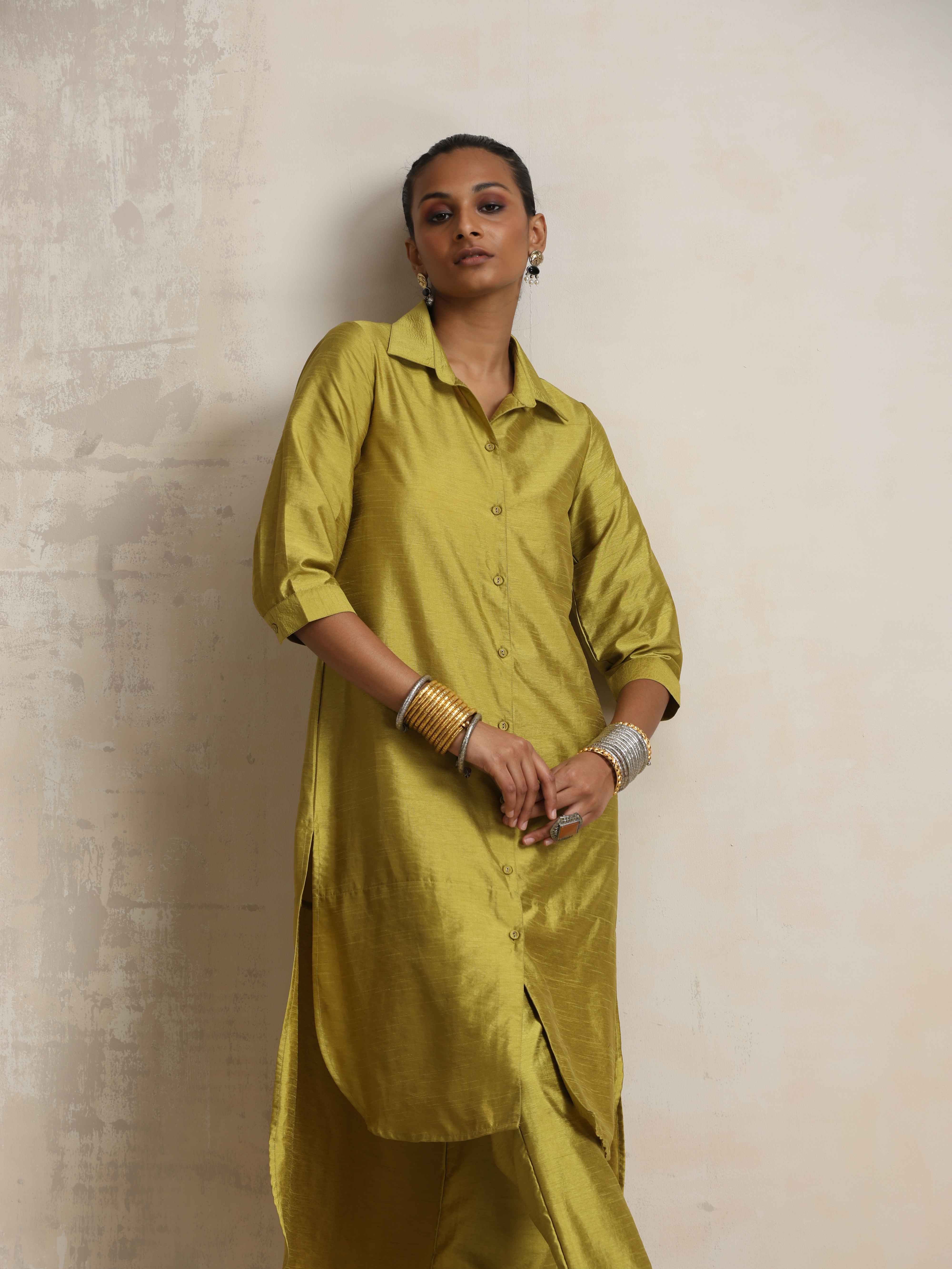trueBrowns Green Shirt Kurta Set - Distacart