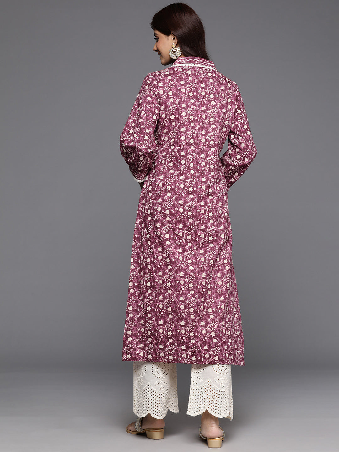 Varanga Women Magenta Floral Printed Straight Kurta - Distacart