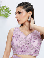 Thumbnail for House of Panchhi Sea Green Georgette Sequins And Thread Embroidery Lehenga Choli & Dupatta - Distacart