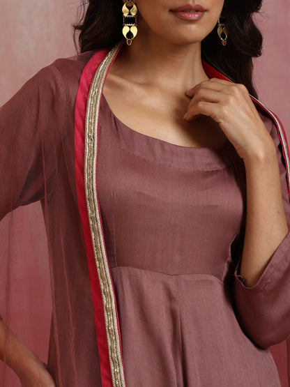 trueBrowns Brown Modal Anarkali Kurta Set - Distacart